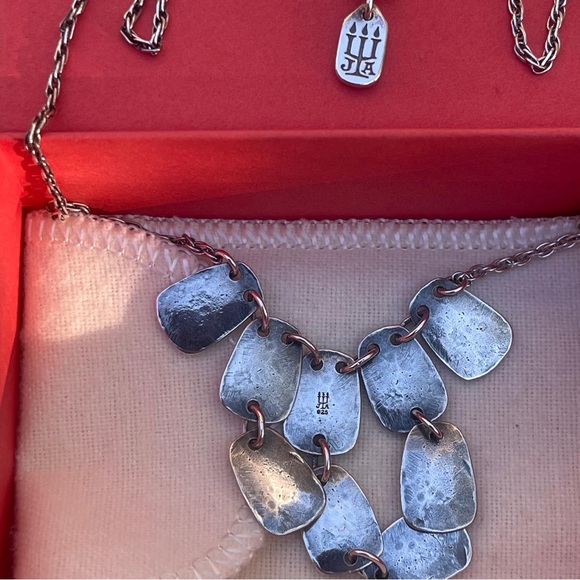 James Avery Retired Hammered Square link drop sterling silver necklace - Picture 5 of 6